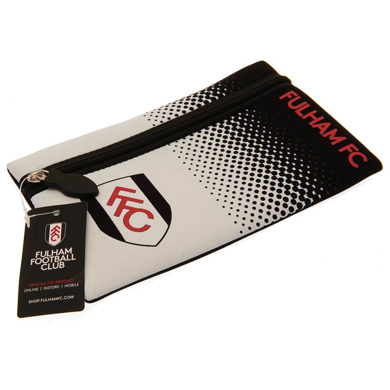 Fulham FC Neoprene Zipped Pouch Crest Pencil Case - Black & White Fade Design