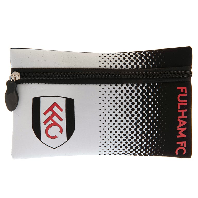 Fulham FC Neoprene Zipped Pouch Crest Pencil Case - Black & White Fade Design