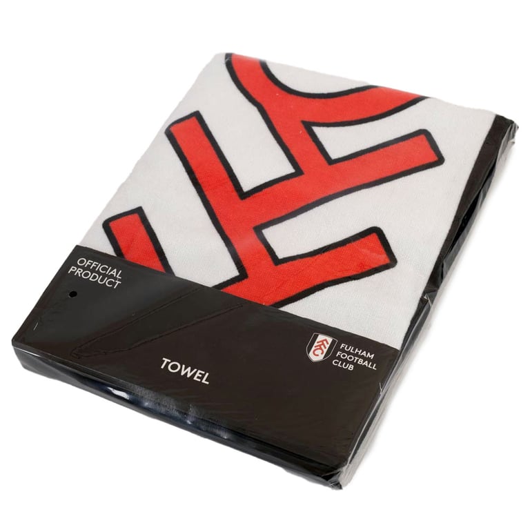 Fulham FC Large 100 Cotton Velour Pulse Design Beach Towel with Crest