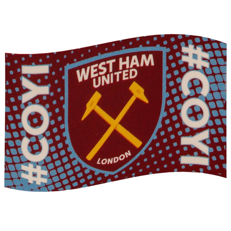West Ham United FC COYI 100 Polyester Supporters Flag - Official Hammers Crest and Wall Hanging Design