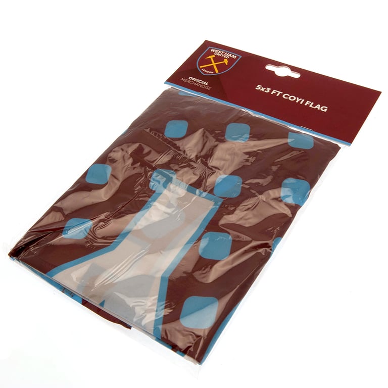 West Ham United FC COYI 100 Polyester Supporters Flag - Official Hammers Crest and Wall Hanging Design