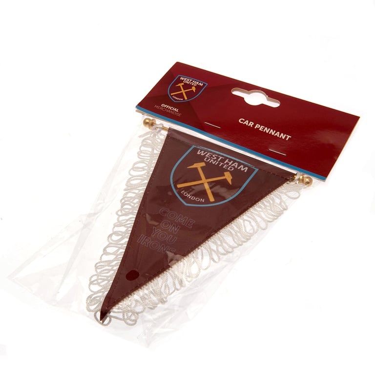 West Ham United FC Triangular Claret Pennant - Football Mini Banner with Hammers Crest and Tassels