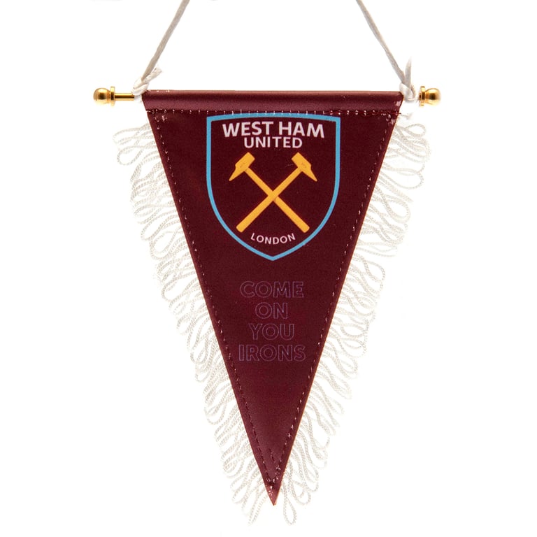 West Ham United FC Triangular Claret Pennant - Football Mini Banner with Hammers Crest and Tassels