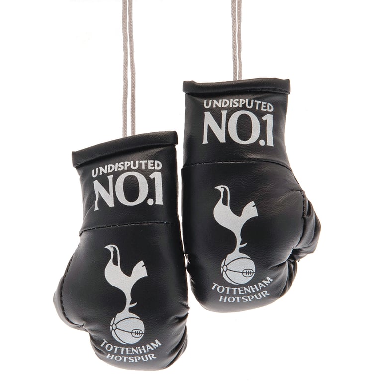 Tottenham Hotspur FC Mini Boxing Gloves - Navy Spurs Crest Gloves with Hanging Pads and Laces