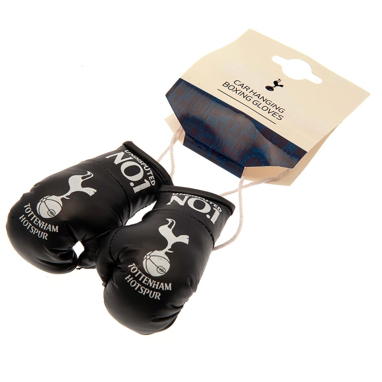 Tottenham Hotspur FC Mini Boxing Gloves - Navy Spurs Crest Gloves with Hanging Pads and Laces