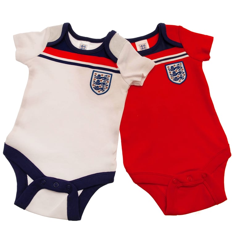 England FA 2-Pack Retro Bodysuit Set (12-18mths) - Soft Cotton with Embroidered Crest