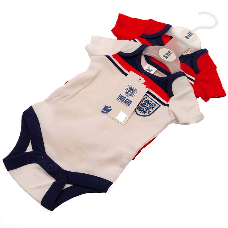 England FA 2-Pack Retro Bodysuit Set (12-18mths) - Soft Cotton with Embroidered Crest
