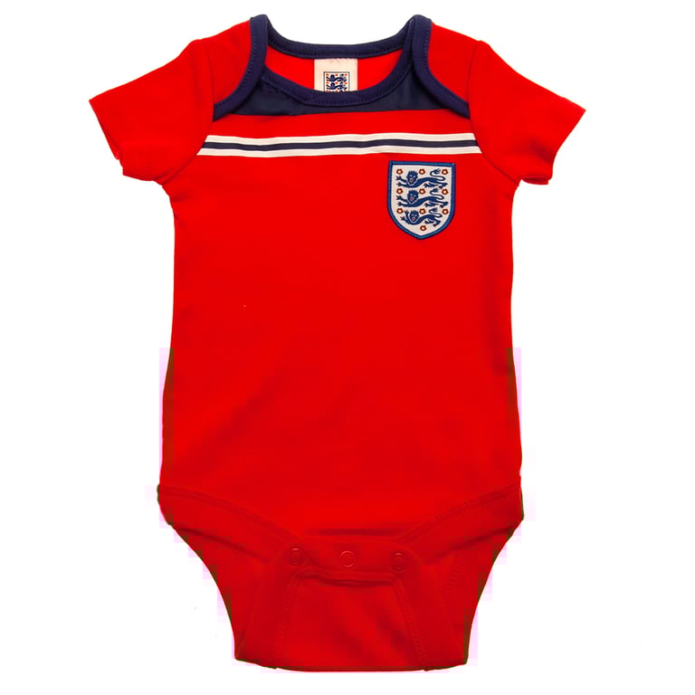 England FA 2-Pack Retro Bodysuit Set (12-18mths) - Soft Cotton with Embroidered Crest