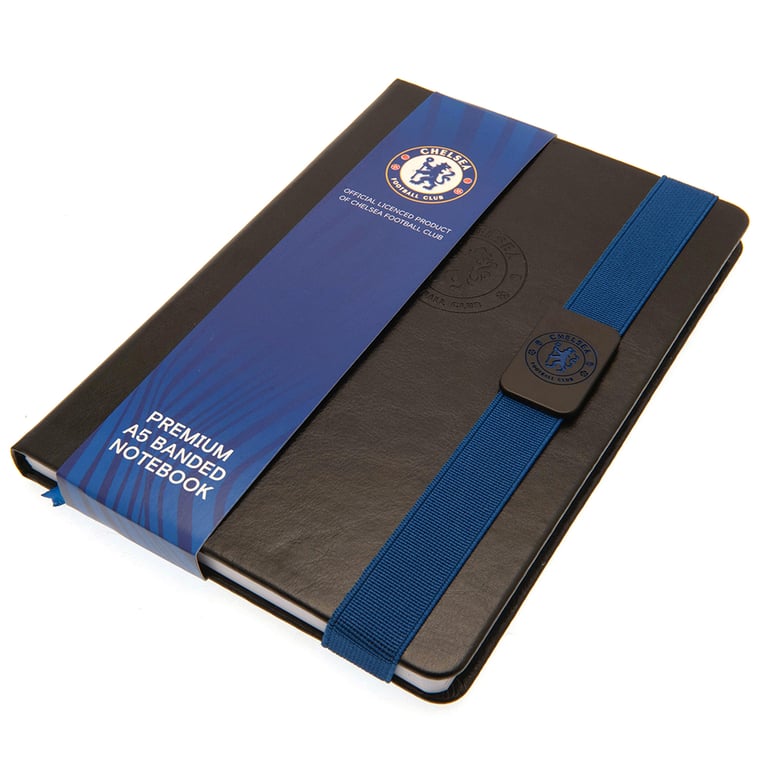 Chelsea FC Faux Leather Ruled Notebook with Embossed Crest and Bookmark