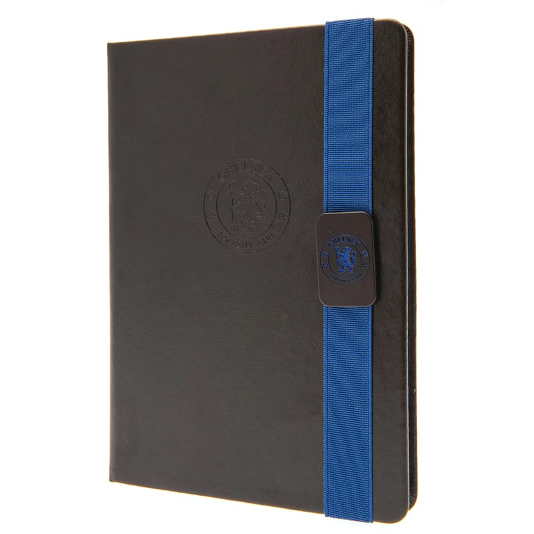 Chelsea FC Faux Leather Ruled Notebook with Embossed Crest and Bookmark