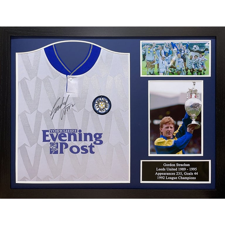 Gordon Strachan Signed Leeds United FC 1992 Replica Shirt (Framed)
