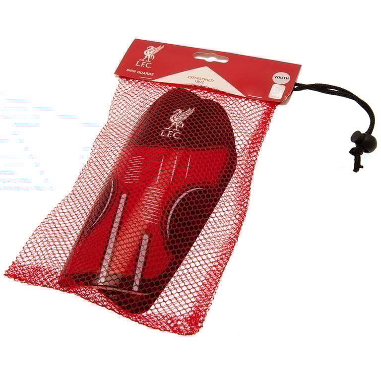Liverpool FC Delta Shin Pads Youths - Red Black Design with Liverpool Crest & Protective Shell