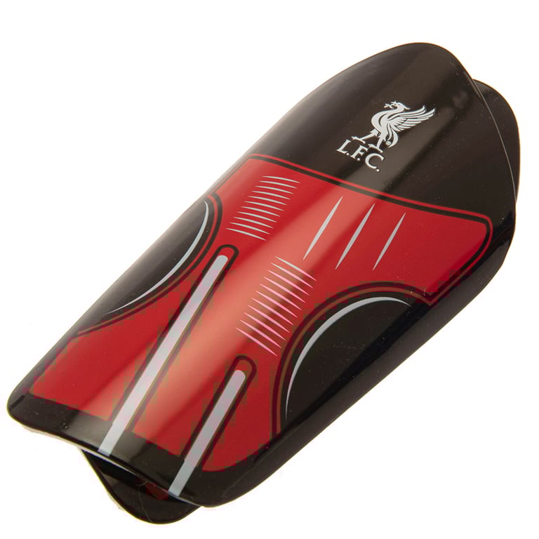 Liverpool FC Delta Shin Pads Youths - Red Black Design with Liverpool Crest & Protective Shell
