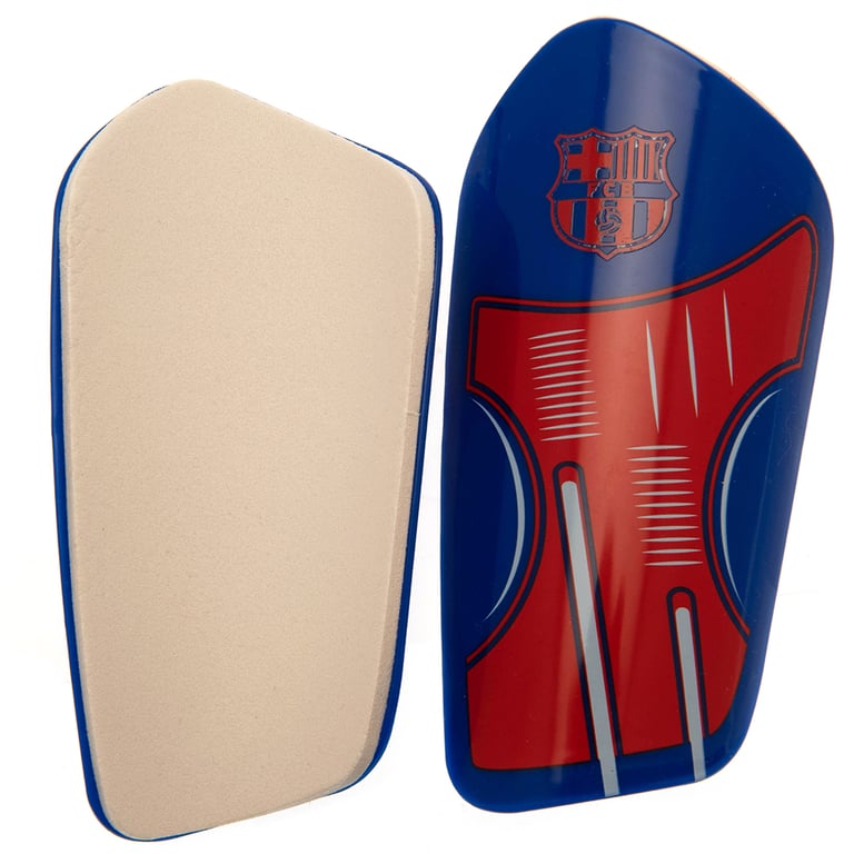 FC Barcelona Delta Shin Pads - Red and Blue Moulded Plastic Design with Barca Crest Protection