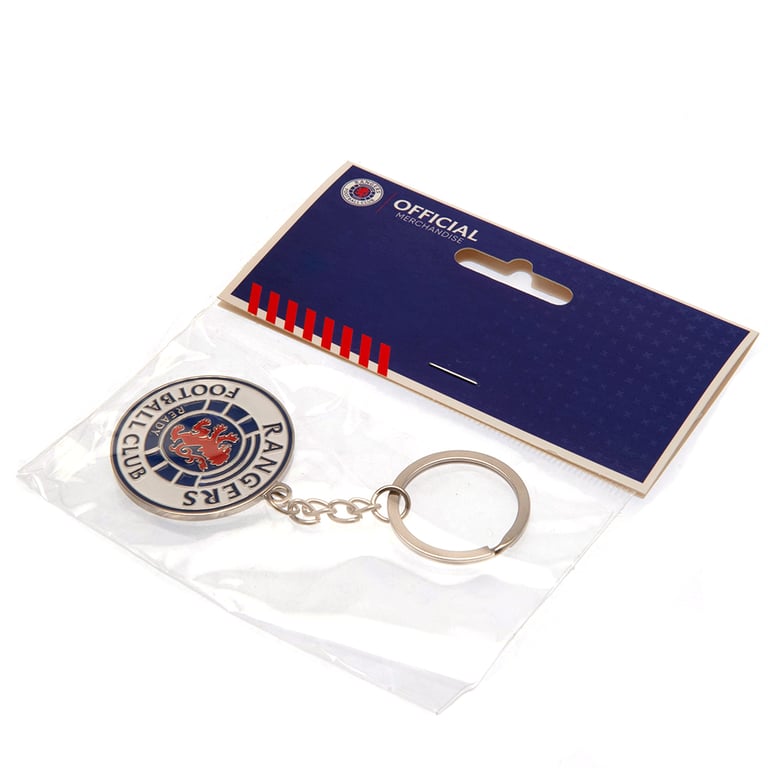 Rangers FC Metal Crest Keyring with Enamel Infill and Gold Finish Key Fob