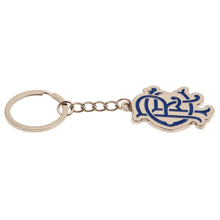 Rangers FC Metal Crest Keyring - Enamel Infill and Gold Finish Keychain