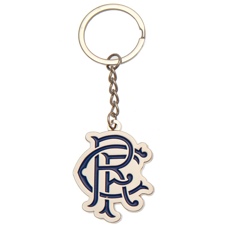 Rangers FC Metal Crest Keyring - Enamel Infill and Gold Finish Keychain