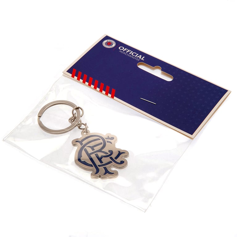 Rangers FC Metal Crest Keyring - Enamel Infill and Gold Finish Keychain