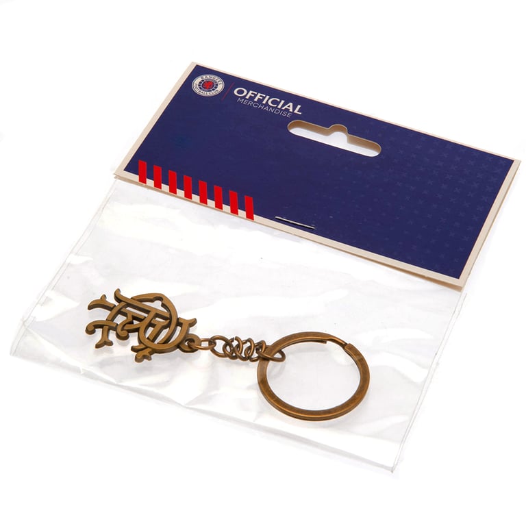 Rangers FC Antique Gold Scroll Crest Metal Alloy Keyring