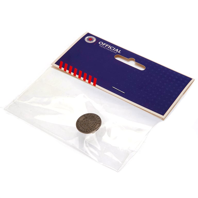 Rangers FC Antique Silver Metal Pin Badge - Die Stamped Crest Logo Badge with Butterfly Clasp Fixing