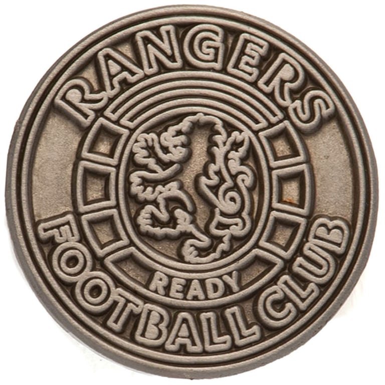 Rangers FC Antique Silver Metal Pin Badge - Die Stamped Crest Logo Badge with Butterfly Clasp Fixing