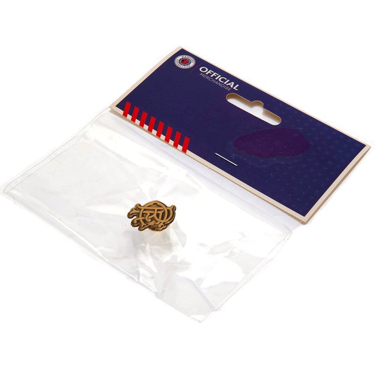 Rangers FC Antique Gold Metal Scroll Crest Badge with Die Stamped Design and Butterfly Clasp Fixing