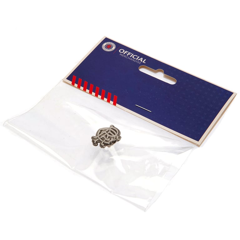 Rangers FC Antique Silver Metal Crest Badge - Die Stamped Design with Butterfly Clasp Fixing