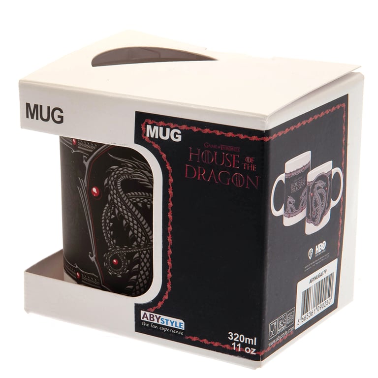 House of the Dragon Matte Glazed Ceramic Mug with White Handle and Exclusive Logo Design