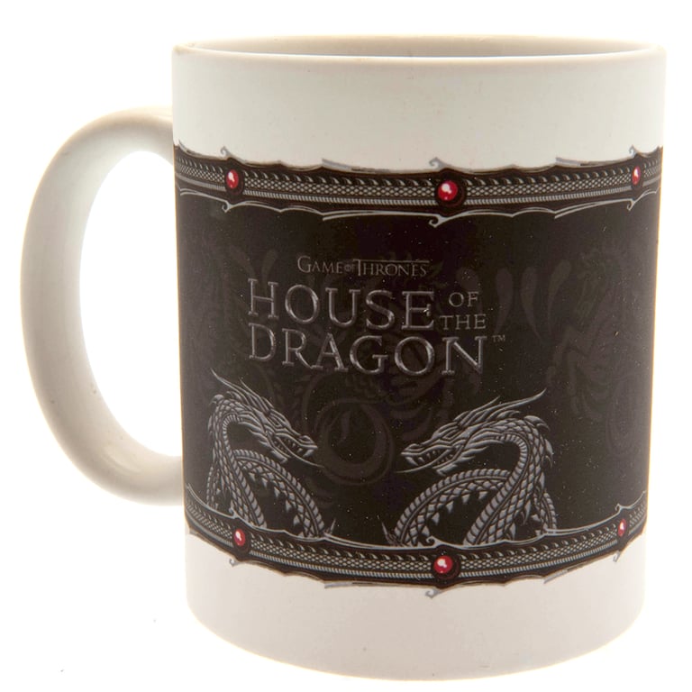 House of the Dragon Matte Glazed Ceramic Mug with White Handle and Exclusive Logo Design