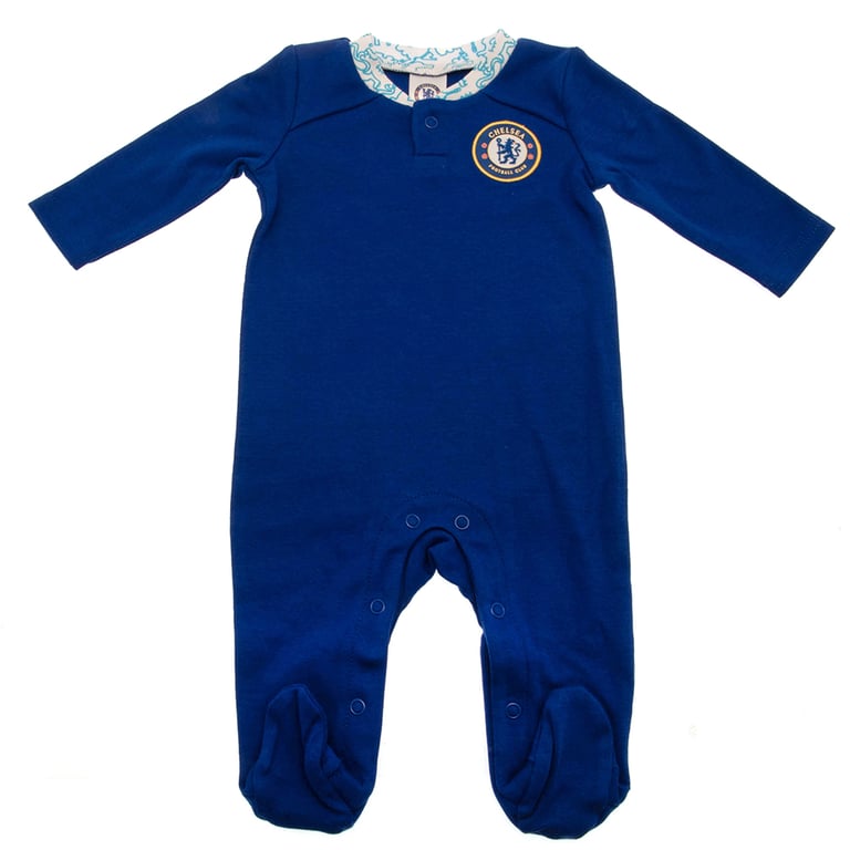 Chelsea FC Club Crest Long Sleeved Cotton Sleepsuit 12-18 Months