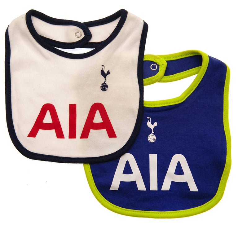 Tottenham Hotspur FC 2 Pack Cotton Bibs with Press Stud Fastening and Crest Design