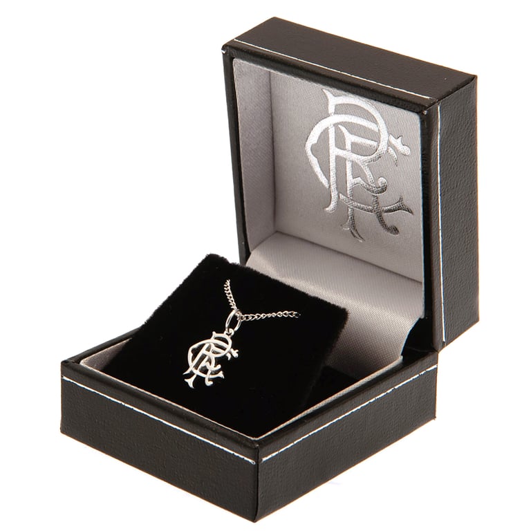 Rangers FC Sterling Silver Pendant & Chain - Sterling Silver Scroll Crest Jewelry Necklace with Lobster Clasp