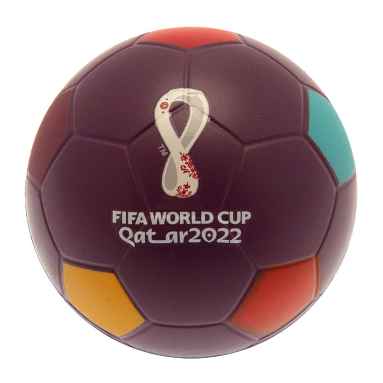 FIFA World Cup Qatar 2022 Official Stress Ball - Multicoloured Football Design, PU Foam Construction