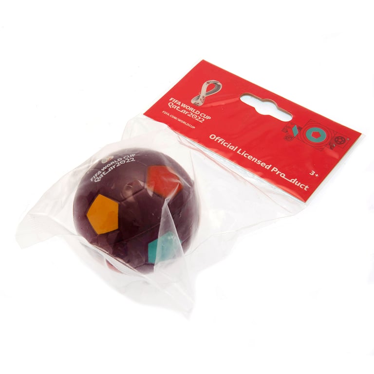 FIFA World Cup Qatar 2022 Official Stress Ball - Multicoloured Football Design, PU Foam Construction