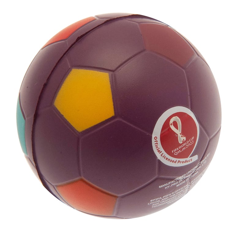 FIFA World Cup Qatar 2022 Official Stress Ball - Multicoloured Football Design, PU Foam Construction
