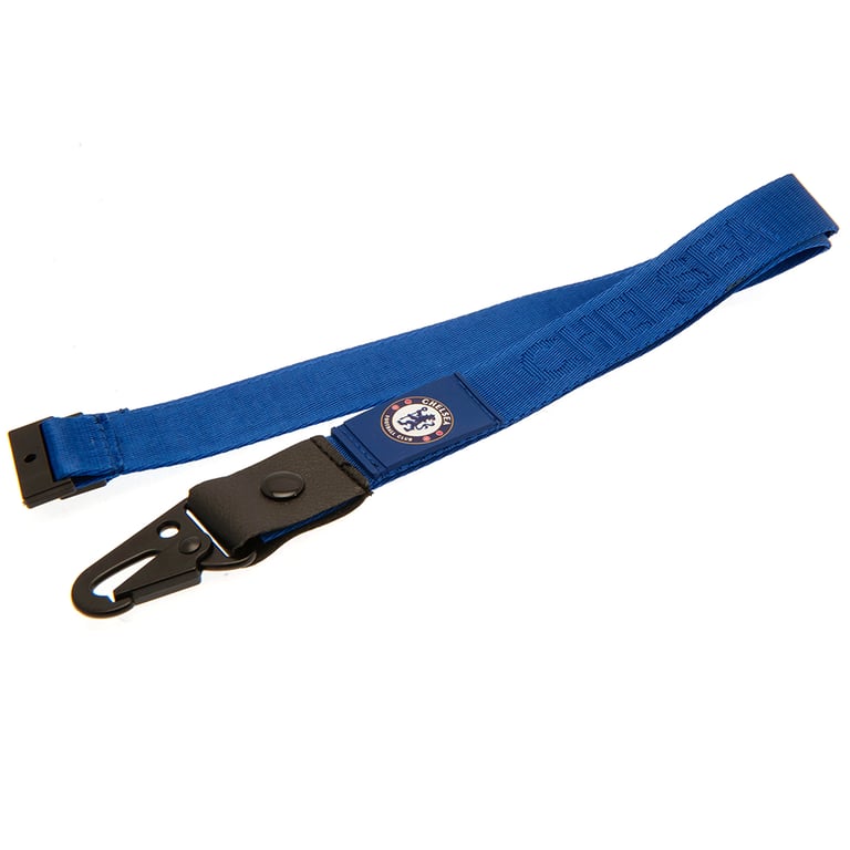 Chelsea FC Deluxe Royal Blue Nylon Lanyard with Debossed Text and Metal Snap Hook