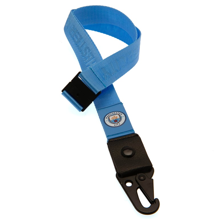 Manchester City FC Deluxe Sky Blue Nylon Lanyard with Club Tag and ID Holder