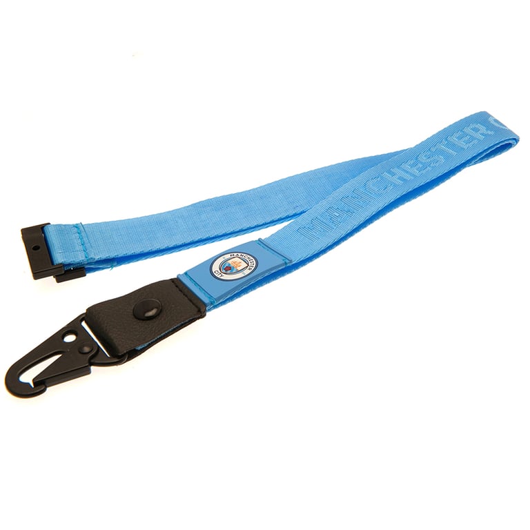 Manchester City FC Deluxe Sky Blue Nylon Lanyard with Club Tag and ID Holder