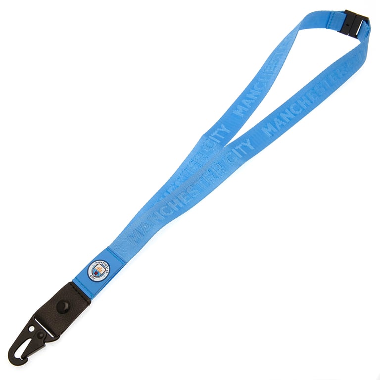 Manchester City FC Deluxe Sky Blue Nylon Lanyard with Club Tag and ID Holder