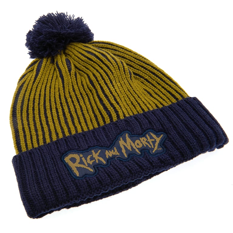 Rick And Morty Tricot Knit Bobble Beanie with Woven Logo
