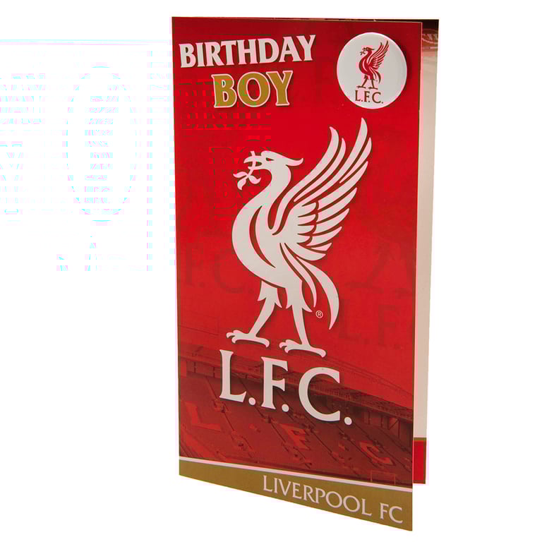 Liverpool FC Boy Birthday Card - Colourful Liverbird Design with Badge and Message Inside