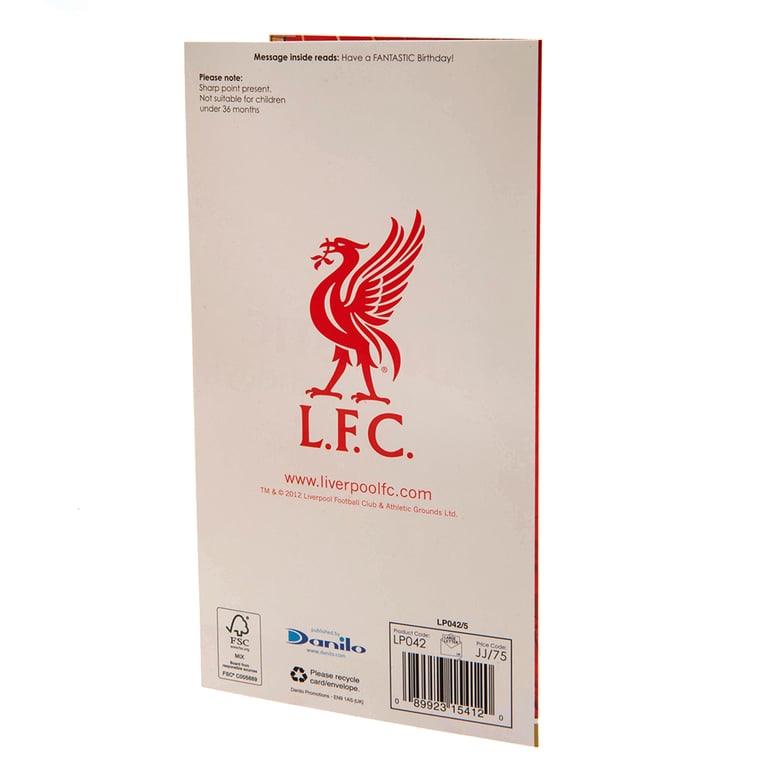 Liverpool FC Boy Birthday Card - Colourful Liverbird Design with Badge and Message Inside