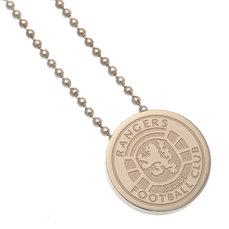 Rangers FC Stainless Steel Crest Pendant with Engraved Detail and Ball Chain