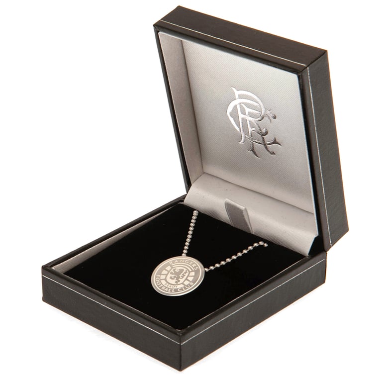Rangers FC Stainless Steel Crest Pendant with Engraved Detail and Ball Chain