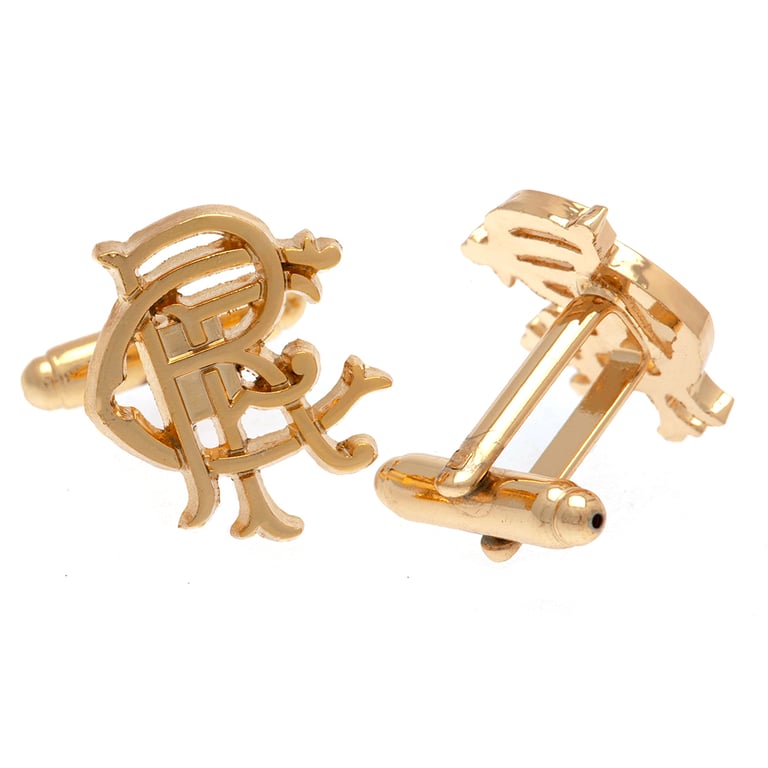 Rangers FC Gold Plated Scroll Crest Cufflinks - Official Team Jewelry