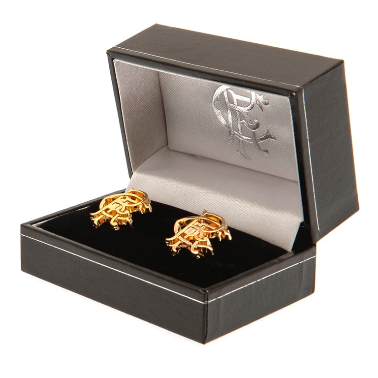 Rangers FC Gold Plated Scroll Crest Cufflinks - Official Team Jewelry
