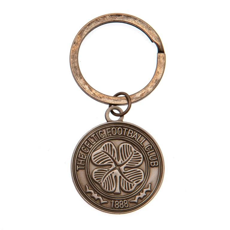 Celtic FC Antique Silver Die Stamped Metal Crest Keyring
