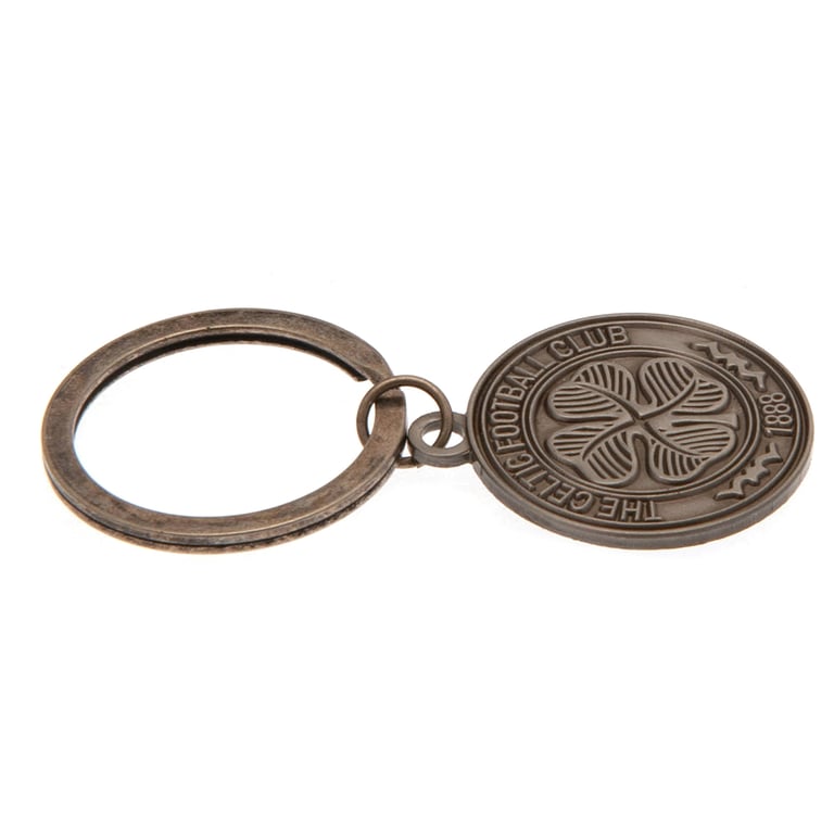 Celtic FC Antique Silver Die Stamped Metal Crest Keyring