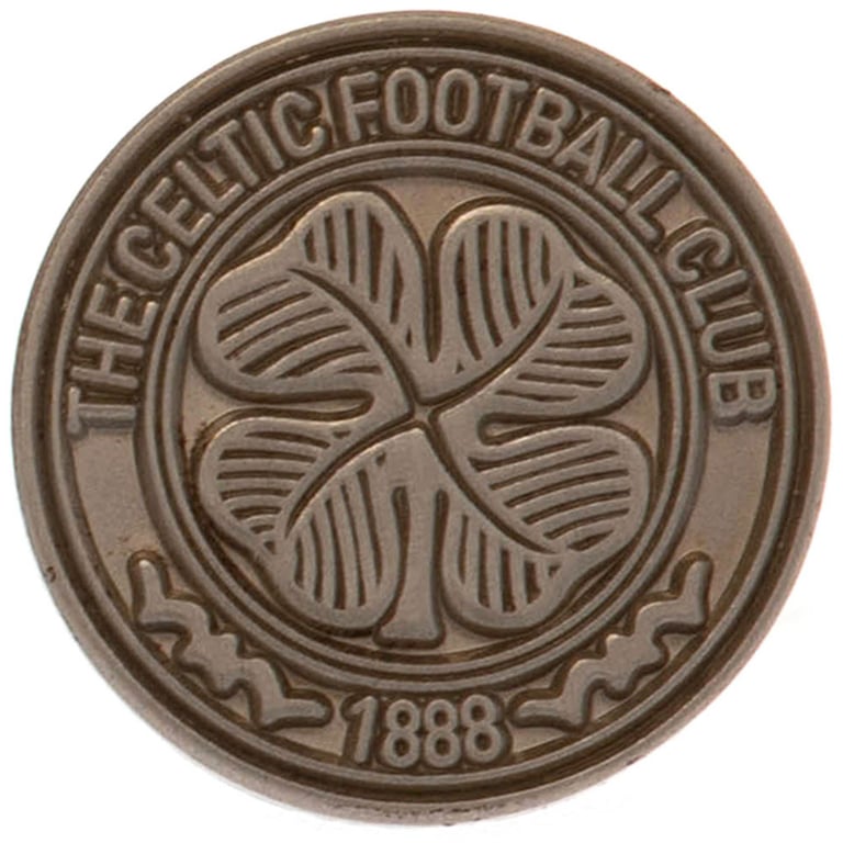 Celtic FC Antique Silver Metal Crest Badge - Die Stamped Design with Butterfly Clasp Fixing