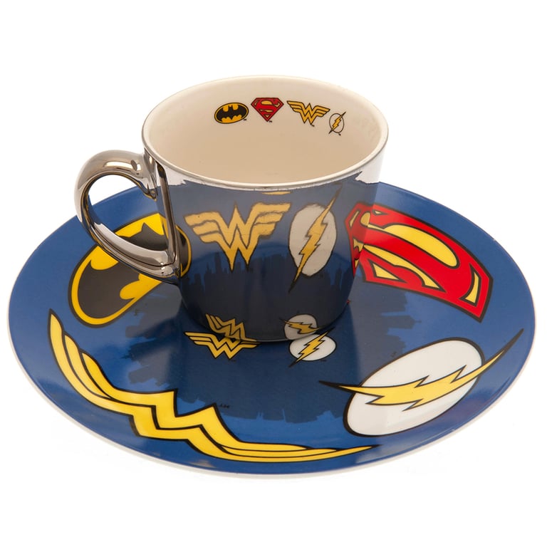 DC Comics Mirror Logo Mug & Plate Gift Set - Shiny Collectible Design